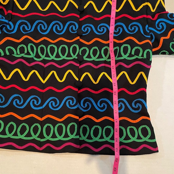 VTG Maggy London Kenneth Nolan Black Multi Color Embroidered Jacket Size 10 - Picture 5 of 6